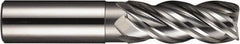 SGS - 1", 4 Flute, Single End, Solid Carbide, 0.06" Corner Radius End Mill - 4" OAL, Right Hand Flute, 1-1/2" LOC, Right Hand Cut - Caliber Tooling