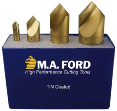 M.A. Ford - 4 Piece, 1/4 to 1" Head Diam, 60° Included Angle, Single End Countersink Set - Caliber Tooling