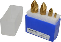 M.A. Ford - 4 Piece, 1/4 to 1" Head Diam, 60° Included Angle, Single End Countersink Set - Caliber Tooling