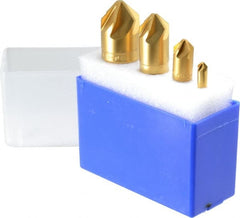 M.A. Ford - 4 Piece, 1/4 to 1" Head Diam, 90° Included Angle, Single End Countersink Set - Caliber Tooling