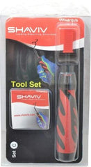 Shaviv - 4 Piece, High Speed Steel Blade, Back Hole Chamfer, Hand Deburring Tool Set - C Blade Holder, For Flat Surface, Hole Edge, Hole Inner Surface, Straight Edge - Caliber Tooling