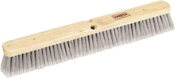 Harper Brush - 36" Smooth Surface Synthetic Push Broom - 3" Bristle Length, Wood Block, Threaded Handle Connection, Handle Sold Separately - Caliber Tooling