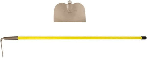 Ampco - 6-1/8" High x 11-1/2" Wide Square Aluminum Bronze Hoe - 55" Long Fiberglass Straight Handle, No Step - Caliber Tooling