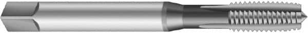 Emuge - 9/16-18 UNF 2BX 4 Flute Nitride Finish Cobalt Straight Flute Machine Tap - Modified Bottoming, Right Hand Thread, 3.937" OAL, 0.866" Thread Length, Oversize - Caliber Tooling