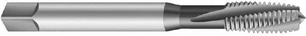 Emuge - 9/16-18 UNF 3 Flute 3BX Plug Spiral Flute Tap - Cobalt, Nitride Finish, 3.937" OAL, Left Hand Flute, Right Hand Thread, Series Rekord C-Ti - Exact Industrial Supply