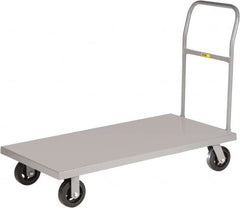 Little Giant - 1,600 Lb Capacity Steel Platform Truck - Steel Deck, 18" OAW, 32" Platform Length x 9" Platform Height, Mold On Rubber Casters - Caliber Tooling