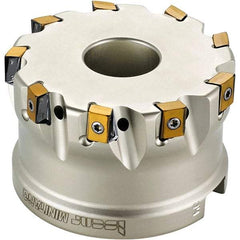 Iscar - 5 Inserts, 2" Cut Diam, 3/4" Arbor Diam, 0.315" Max Depth of Cut, Indexable Square-Shoulder Face Mill - 0/90° Lead Angle, 1.57" High, T490 LN.T 0804 Insert Compatibility, Through Coolant, Series Helitang - Caliber Tooling