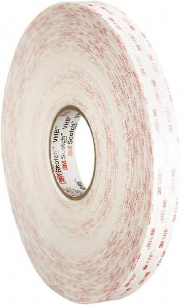 3M - 2" x 36 Yd Acrylic Adhesive Double Sided Tape - 45 mil Thick, White, Foam Liner - Caliber Tooling