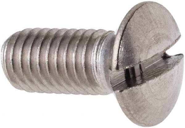 Value Collection - M5x0.80 Metric Coarse, 12mm OAL Slotted Drive Machine Screw - Oval Head, Grade 316 & A4 Stainless Steel, Uncoated, Without Washer - Caliber Tooling