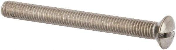 Value Collection - M5x0.80 Metric Coarse, 50mm OAL Slotted Drive Machine Screw - Oval Head, Grade 316 & A4 Stainless Steel, Uncoated, Without Washer - Caliber Tooling