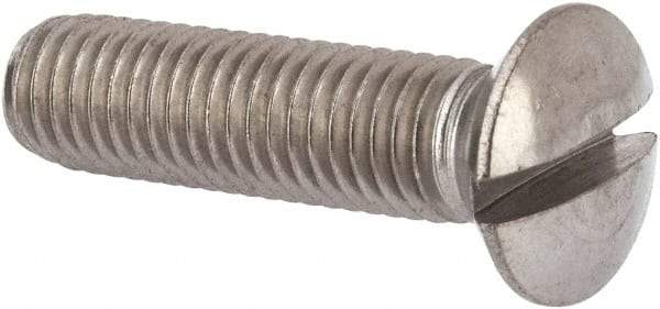 Value Collection - M10x1.50 Metric Coarse, 40mm OAL Slotted Drive Machine Screw - Oval Head, Grade 316 & A4 Stainless Steel, Uncoated, Without Washer - Caliber Tooling