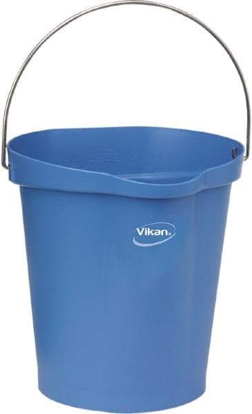 Vikan - 3 Gal, Polypropylene Round Blue Single Pail with Pour Spout - Handle Included - Caliber Tooling