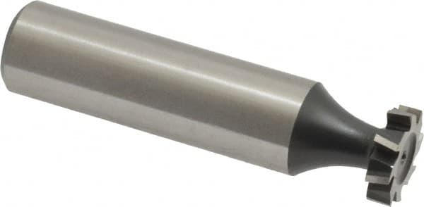 Interstate - 1/2" Diam x 1/8" Face Width, Cobalt, 8 Teeth, Shank Connection Woodruff Keyseat Cutter - Uncoated, 2-1/8" OAL x 1/2" Shank, Staggered Teeth, ANSI 404, Old Standard 3 - Caliber Tooling