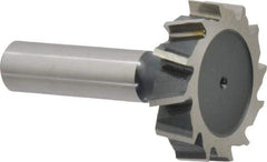 Interstate - 1-1/2" Diam x 3/8" Face Width, Cobalt, 16 Teeth, Shank Connection Woodruff Keyseat Cutter - Uncoated, 2-3/8" OAL x 1/2" Shank, Staggered Teeth, ANSI 1212, Old Standard G - Caliber Tooling