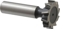 Interstate - 1-1/8" Diam x 1/4" Face Width, High Speed Steel, 12 Teeth, Shank Connection Woodruff Keyseat Cutter - Uncoated, 2-1/4" OAL x 1/2" Shank, Staggered Teeth, ANSI 809, Old Standard 18 - Caliber Tooling