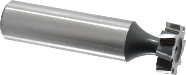 Interstate - 5/8" Diam x 3/16" Face Width, High Speed Steel, 8 Teeth, Shank Connection Woodruff Keyseat Cutter - Uncoated, 2-3/16" OAL x 1/2" Shank, Staggered Teeth, ANSI 605, Old Standard 61 - Caliber Tooling