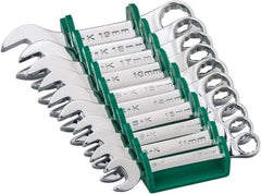 SK - 10 Piece, 10 to 19mm, 12 Point, Combination Wrench Set - Metric System of Measurement, Chrome Finish, Comes in Plastic Tray - Caliber Tooling