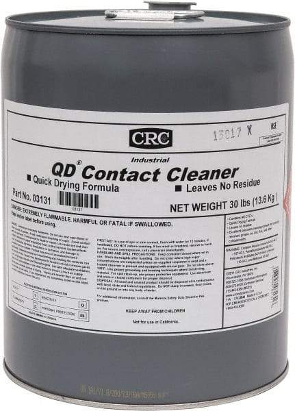 CRC - 5 Gallon Pail Contact Cleaner - 0°F Flash Point, 22,600 Volt Dielectric Strength, Flammable, Food Grade, Plastic Safe - Caliber Tooling