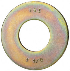 Made in USA - 1-1/8" Screw, Grade 8 Alloy Steel USS Flat Washer - 1.243" ID x 2.78" OD, 0.192" Thick, Zinc Yellow Dichromate Finish - Caliber Tooling