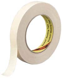 3M - 3/4" Wide x 60 Yd Long Tan Paper Masking Tape - Series 231, 7.6 mil Thick, 28 In/Lb Tensile Strength - Caliber Tooling