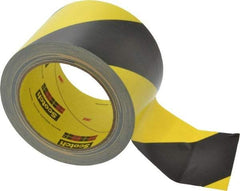 3M - Black & Yellow Striped Vinyl Tape - 3" Wide x 5.4 mil Thick, General Traffic - Caliber Tooling