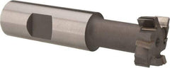 Made in USA - 31/32" Cut Diam, 25/64" Cut Width, 17/32" Neck Diam, 3/4" Shank Diam, 3-7/16" OAL, C2 Carbide-Tipped T-Slot Cutter - Uncoated, 1/2" Bolt, 2-1/16" Shank Length, Staggered Teeth, 6 Teeth, Weldon Flat - Caliber Tooling