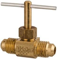 Parker - 1/4" Pipe, Inline Needle Valve - Flare x Flare Ends, Brass Valve, 150 Max psi - Caliber Tooling