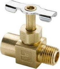 Parker - 1/4" Pipe, Inline Needle Valve - FNPTF x MNPTF Ends, Brass Valve, 150 Max psi - Caliber Tooling