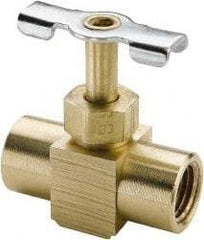 Parker - 1/4" Pipe, Inline Needle Valve - FNPTF x FNPTF Ends, Brass Valve, 150 Max psi - Caliber Tooling