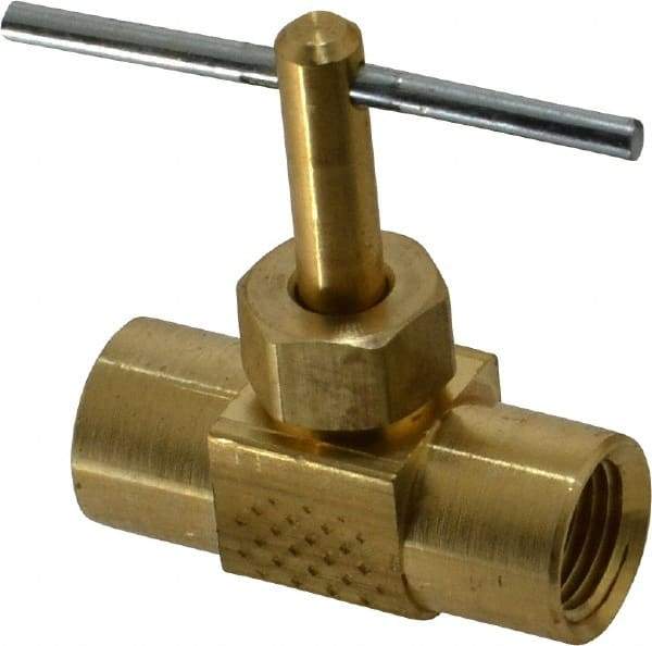 Parker - 1/8" Pipe, Inline Needle Valve - FNPTF x FNPTF Ends, Brass Valve, 150 Max psi - Caliber Tooling