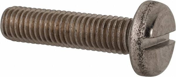 Value Collection - M10x1.50 Metric Coarse, 40mm Length Under Head Slotted Drive Machine Screw - Pan Head, Grade 316 & A4 Stainless Steel, Uncoated, Without Washer - Caliber Tooling