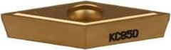 Kennametal - VBMT330.5 LF Grade KC850 Carbide Turning Insert - TiC/TiCN/TiN Finish, 35° Diamond, 3/8" Inscr Circle, 3/16" Thick, 0.0079" Corner Radius - Caliber Tooling