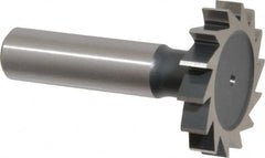 Interstate - 1-3/8" Diam x 1/4" Face Width, High Speed Steel, 14 Teeth, Shank Connection Woodruff Keyseat Cutter - Uncoated, 2-1/4" OAL x 1/2" Shank, Straight Teeth, ANSI 811, Old Standard 22 - Caliber Tooling