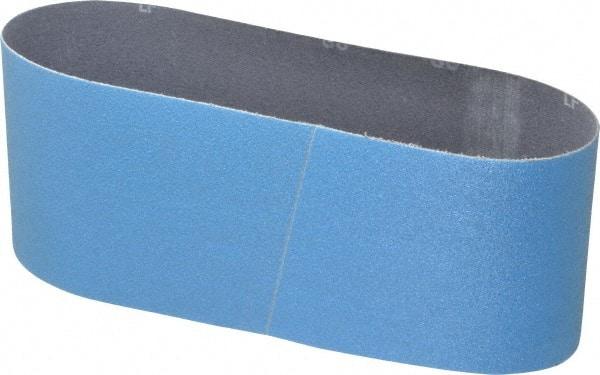 Norton - 4" Wide x 24" OAL, 80 Grit, Zirconia Alumina Abrasive Belt - Zirconia Alumina, Medium, Coated, Y Weighted Cloth Backing, Series 3X - Caliber Tooling