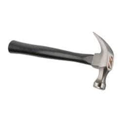 Stanley - 13/16 Lb Head, Curved Claw Nail Hammer - 12-19/64" OAL, Carbon Steel Head, Smooth Face, Wood Handle - Caliber Tooling