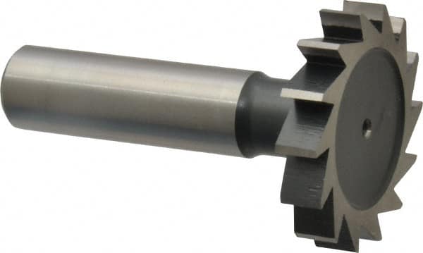 Interstate - 1-3/8" Diam x 1/4" Face Width, Cobalt, 14 Teeth, Shank Connection Woodruff Keyseat Cutter - Uncoated, 2-1/4" OAL x 1/2" Shank, Straight Teeth, ANSI 811, Old Standard 22 - Caliber Tooling