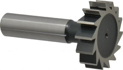 Interstate - 1-3/8" Diam x 3/8" Face Width, Cobalt, 14 Teeth, Shank Connection Woodruff Keyseat Cutter - Uncoated, 2-3/8" OAL x 1/2" Shank, Straight Teeth, ANSI 1211, Old Standard F - Caliber Tooling