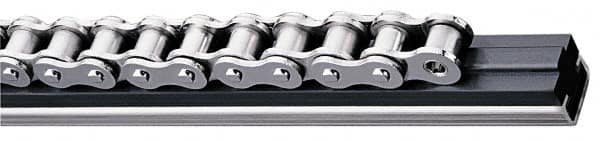 Fenner Drives - 0.79" Guide Width, 0.59" Guide Height, C3 Mount, UHMW PE, Single Chain Guide - 10" Overall Width x 0.79" Overall Height, Galvanized Steel - Caliber Tooling