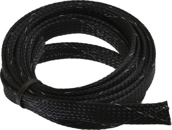 Techflex - Black/White Braided Expandable Cable Sleeve - 10' Coil Length, -103 to 257°F - Caliber Tooling