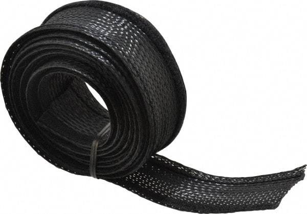 Techflex - Black Braided Cable Sleeve - 10' Coil Length, -103 to 257°F - Caliber Tooling