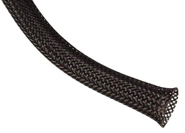 Techflex - Black Braided Expandable Cable Sleeve - 50' Coil Length, -103 to 257°F - Caliber Tooling