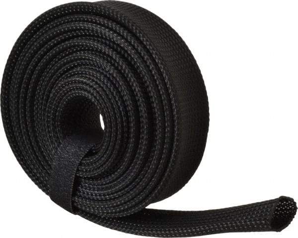 Techflex - Black Braided Expandable Cable Sleeve - 10' Coil Length, -103 to 257°F - Caliber Tooling