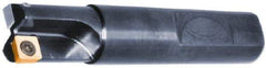 Cutting Tool Technologies - 2" Cut Diam, 0.34" Max Depth of Cut, 3/4" Shank Diam, 3.28" OAL, Indexable Square Shoulder End Mill - SPEH 332 Inserts, Weldon Shank, 90° Lead Angle, Through Coolant - Caliber Tooling