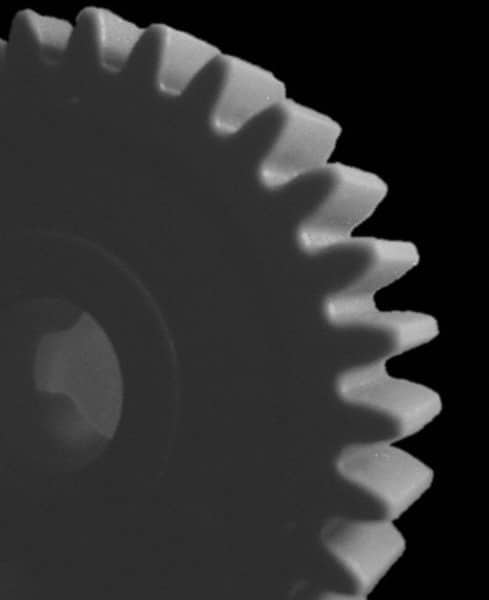 Made in USA - 48 Pitch, 3/4" Pitch Diam, 0.792" OD, 36 Tooth Spur Gear - 1/8" Face Width, 3/16" Bore Diam, 35/64" Hub Diam, 20° Pressure Angle, Acetal - Caliber Tooling