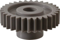 Made in USA - 20 Pitch, 1-1/2" Pitch Diam, 1.6" OD, 30 Tooth Spur Gear - 3/8" Face Width, 3/8" Bore Diam, 47/64" Hub Diam, 20° Pressure Angle, Acetal - Caliber Tooling