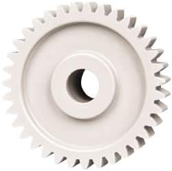 Made in USA - 20 Pitch, 1-3/4" Pitch Diam, 1.85" OD, 35 Tooth Spur Gear - 3/8" Face Width, 3/8" Bore Diam, 47/64" Hub Diam, 20° Pressure Angle, Acetal - Caliber Tooling