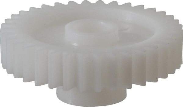 Made in USA - 20 Pitch, 1.8" Pitch Diam, 1.9" OD, 36 Tooth Spur Gear - 3/8" Face Width, 3/8" Bore Diam, 47/64" Hub Diam, 20° Pressure Angle, Acetal - Caliber Tooling