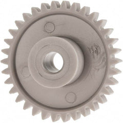 Made in USA - 24 Pitch, 1.416" Pitch Diam, 1-1/2" OD, 34 Tooth Spur Gear - 1/4" Face Width, 1/4" Bore Diam, 39/64" Hub Diam, 20° Pressure Angle, Acetal - Caliber Tooling