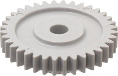 Made in USA - 24 Pitch, 1-1/2" Pitch Diam, 1.583" OD, 36 Tooth Spur Gear - 1/4" Face Width, 1/4" Bore Diam, 5/8" Hub Diam, 20° Pressure Angle, Acetal - Caliber Tooling