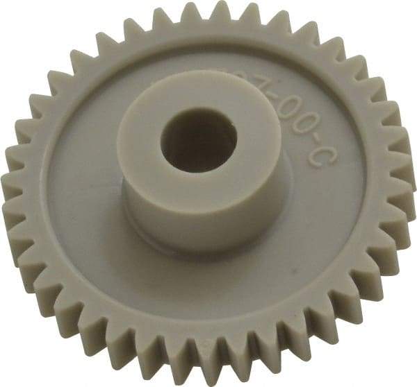 Made in USA - 48 Pitch, 1-5/8" Pitch Diam, 1.708" OD, 39 Tooth Spur Gear - 1/4" Face Width, 5/16" Bore Diam, 43/64" Hub Diam, 20° Pressure Angle, Acetal - Caliber Tooling